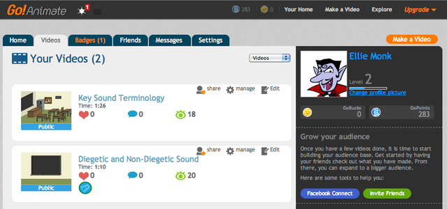 Used 'Go!Animate' to present sound terminology and research