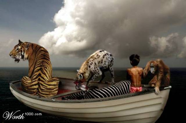 War breaks loose on lifeboat.