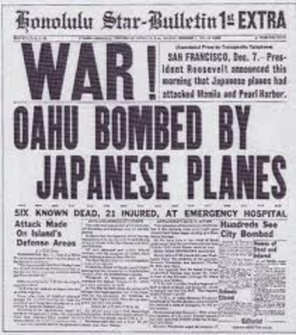 Japan attacks Pearl Harbor
