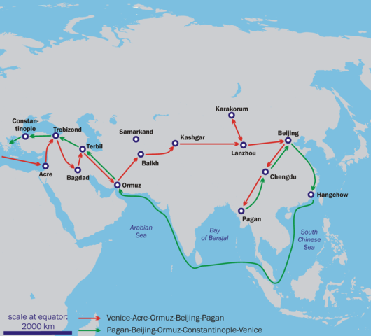 Marco Polo travels Asia