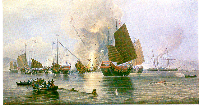 China and Britain clash in the Opium War