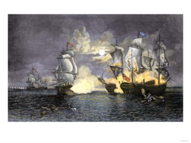 John Paul Jones’s crew captures the British ship Serapis.