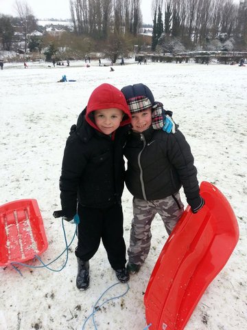 Ben goes sledging with his friends