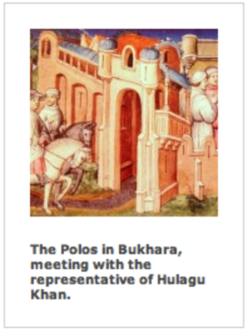 "The Polo brothers join an embassy sent by Hulagu Khan"