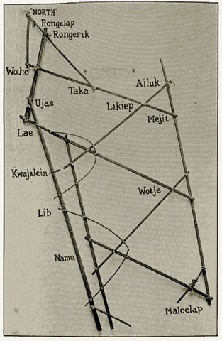 Carte polynésienne en bouts de bois