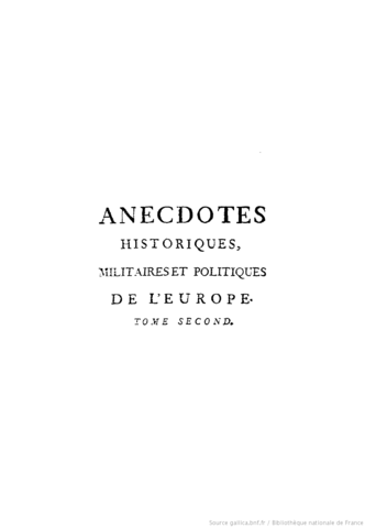 Anecdotes historiques, militaires et politiques (publication)