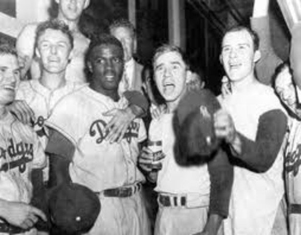Jackie and the dodgers win their first world championship