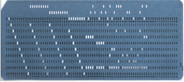 Holes in cards (punch card)