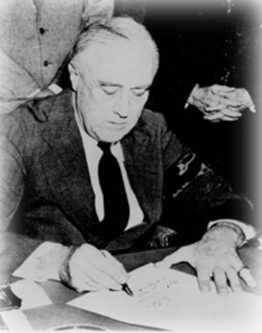 The United States of America declares war on the Empire of Japan