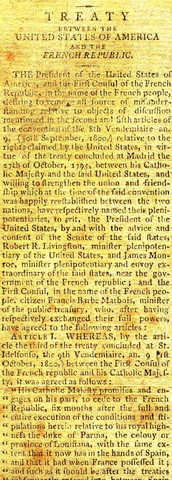 Louisiana Purchase Treaty is signed