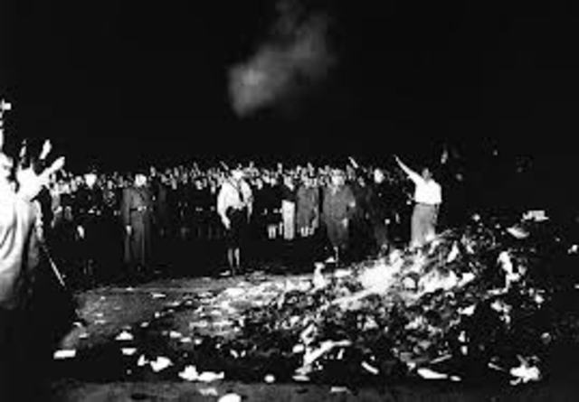 Nazis burn books of those considered un-German.  This introduces the idea of censorship and government control of culture.