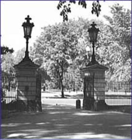Ornamental iron fences surround the structure and running water is piped into the house
