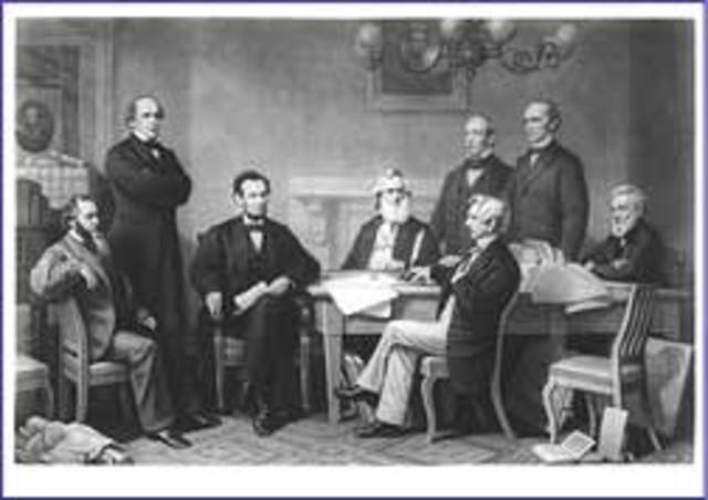 President Lincoln signs the Emancipation Proclamation in his Cabinet Room