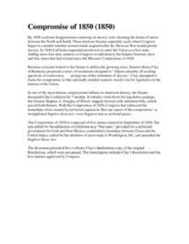 THe compromise of 1850