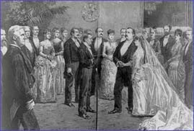 President Grover Cleveland marries Frances Folsom in the Blue Room