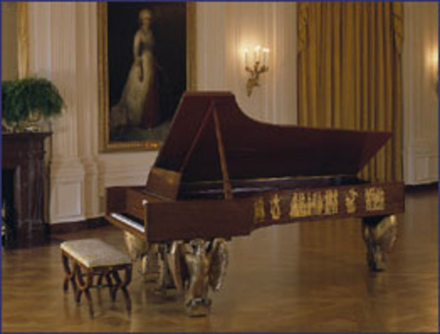 Steinway and Sons give the Roosevelts a grand piano, which now sits in the East Room