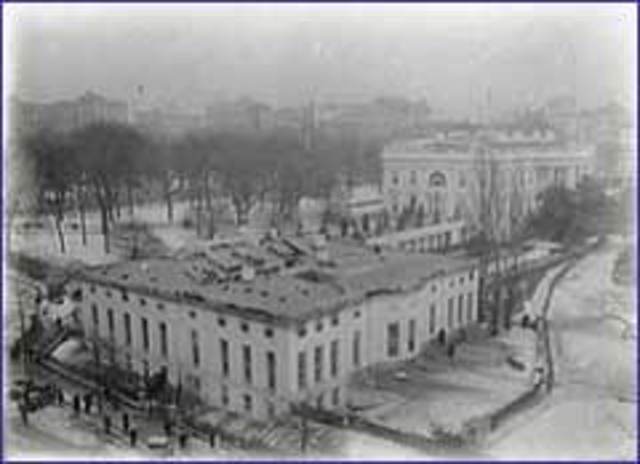 President Herbert Hoover has to vacate the executive office wing for reconstruction