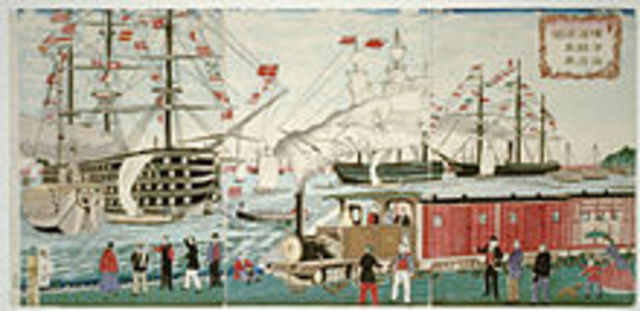 the first railway was constructed between Tokyo and Yokohama