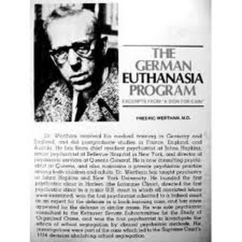 Nazi government begins program to kill mentally and phsically disabled people in a "euthanasia" program known as the "T-4 Program".