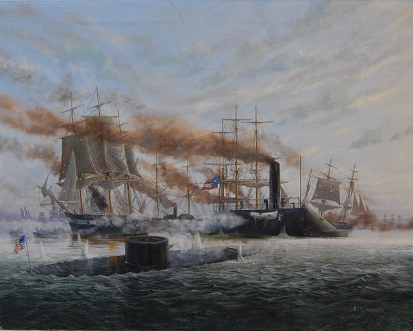 Battle between Ironclad ships ends in a draw.