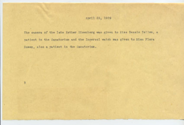 Esther Eisenberg dies.