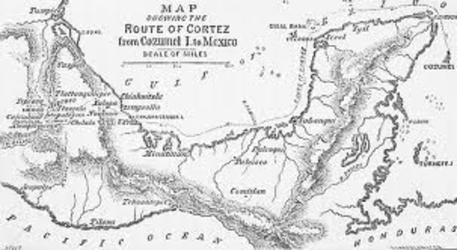 H. Cortez lands on Mexican coast