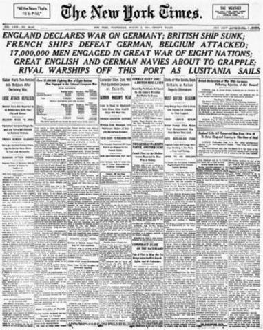 Declaración de la guerra de Inglaterra a Alemania
