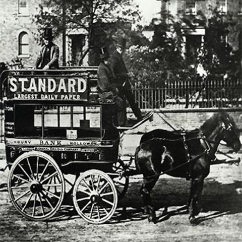 Horse buses in the early 1900s.