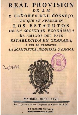 Constitución en el Reino de Granada de ocho Sociedades Económicas de Amigos del País: 1775 - 1804