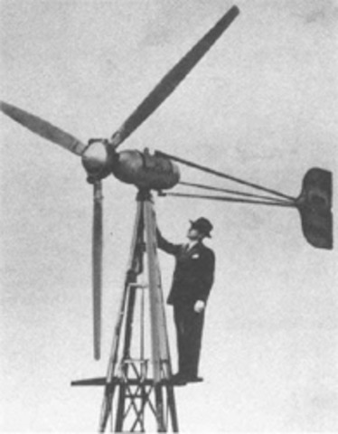 The first commercial wind turbine sold to farmers for power.