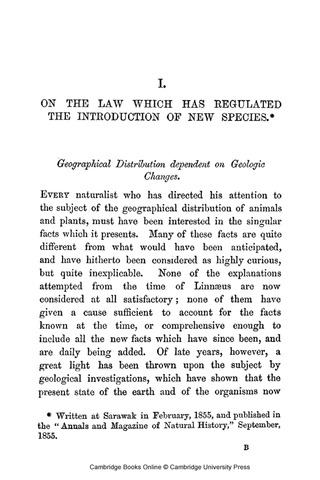 "On the law which has regulated the introduction of new species"