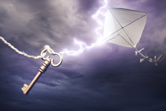 Ben Franklin tied a kay to a string during a thunderstorm, and proved that static electricity and lighting were the same thing.