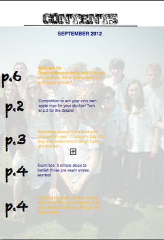 Creating my contents page