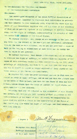 Utah Grants Women's Suffrage