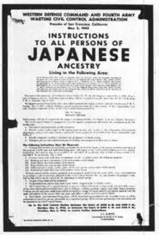 Executive order 9066 is signed ordering Japanese-Americans to be held in relocation camps