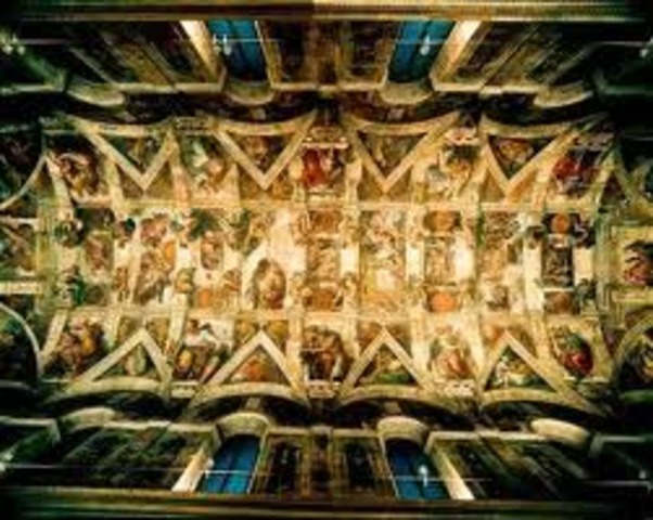 Michelangelo begins painting the “Sistine Chapel”