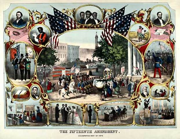 Congress passes Fifteenth Amendment, granting African Americans the right to vote