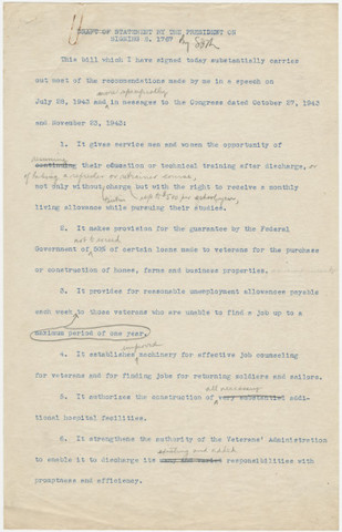 G.I. Bill of Rights signed into law.