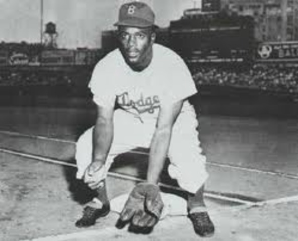 Jackie Robinson debuts at first base for the Brooklyn Dodgers