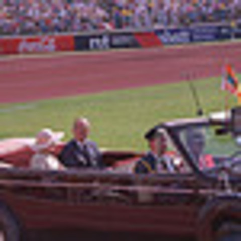 Prince Philip opens the Commonwealth Games.