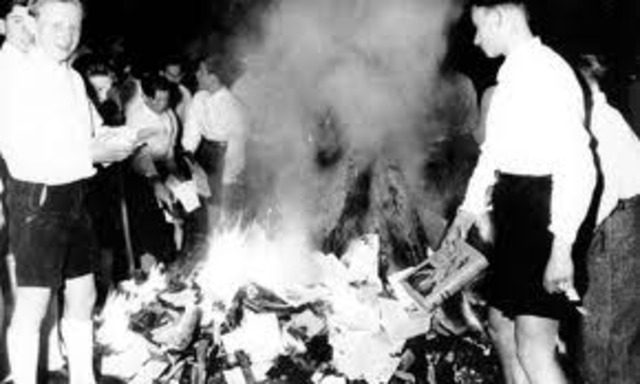Books by Jews and opponents of Nazism are burned publicly.