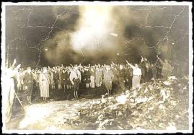 Books by Jews and opponents of Nazism are burned publicly.