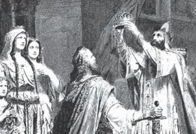 Charlemague is crowned as Emperor of the Holy Roman Empire