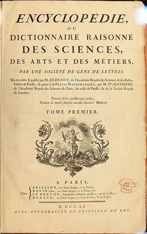 First Encyclopedie published by Dennis Diderot
