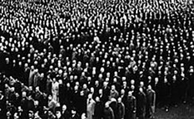 The German government takes away freedom of speech, assembly, press, and freedom from invasion of privacy and from house search warrent.