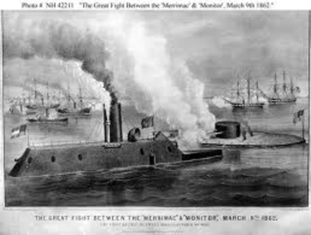 Battle betweeen ironclad ships