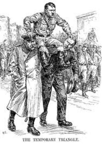Adolph Hitler declares himself president and chancellor of the Third Reich after the death of Paul von Hindenburg.