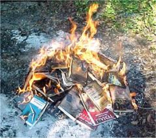 Books by Jews and opponents of Nazism are burned publicly