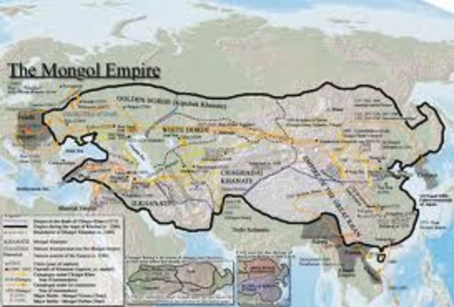 The Mongols invade Afghanistan Persia, Russia and parts of Eastern Europe and China.