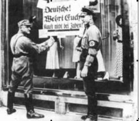 April 1	 A nationwide boycott of Jewish-owned businesses in Germany is carried out under Nazi leadership.